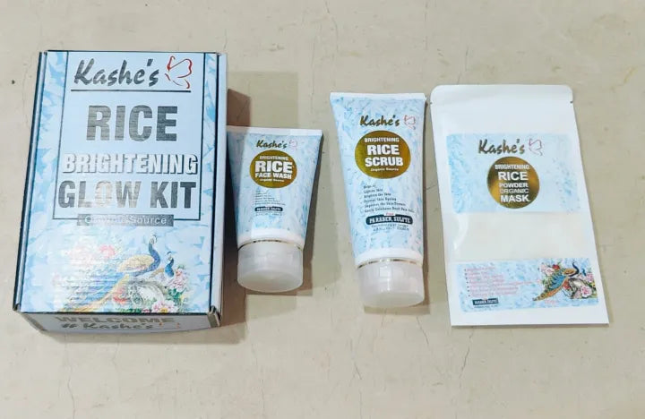 Kashe's Rice Extract Bright Glow bundle ( Rice Face Wash + Rice Scrub + Rice Mask )