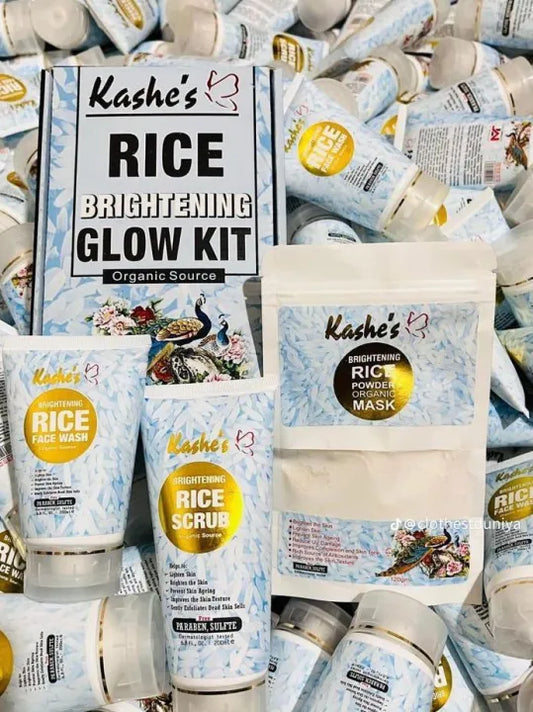 Kashe's Rice Extract Bright Glow bundle ( Rice Face Wash + Rice Scrub + Rice Mask )