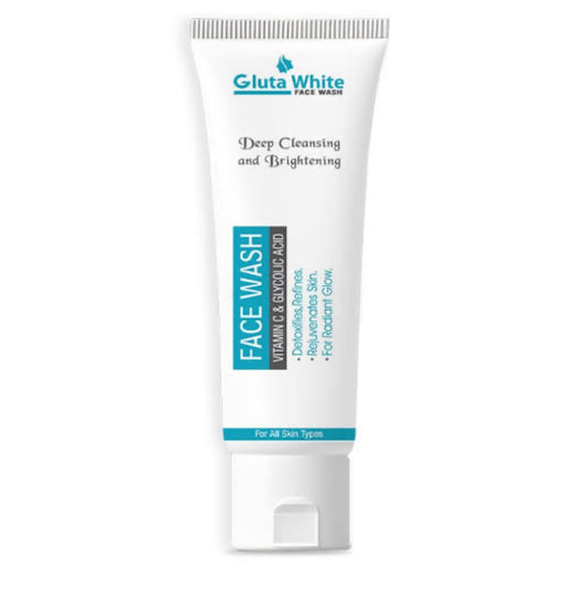 Gluta White Face Wash – Deep Cleansing & Brightening with Vitamin C & Glycolic Acid (100g)
