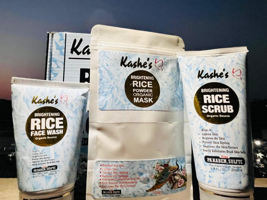 Kashe's Rice Extract Bright Glow bundle ( Rice Face Wash + Rice Scrub + Rice Mask )
