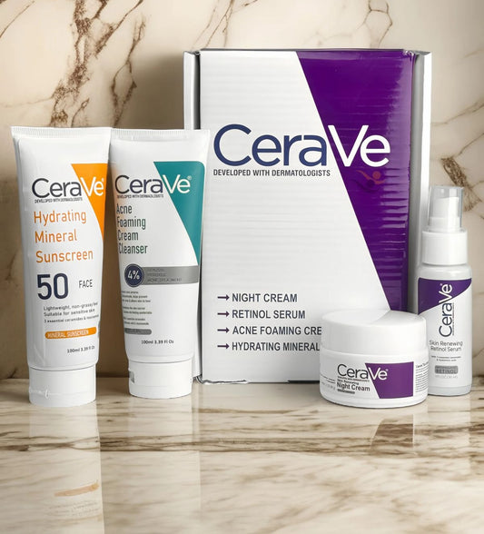 Complete Skin Care bundle – Night Cream, Retinol Serum, Acne Foaming Cleanser & Hydrating Mineral Sunscreen